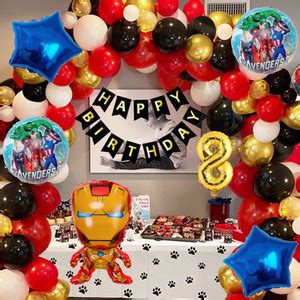 Aoes Ironman Theme 8th Birthday Decoration kit for Boys Superhero Party ...