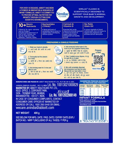 Buy Similac Classic Infant Formula Stage 1 Powder (Up to 6 Months), 400 ...