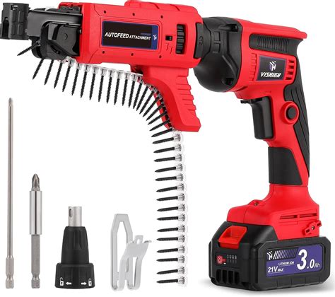VISHIGH Drywall Collated Screw Gun 20V MAX with Auto-feed Attachment ...