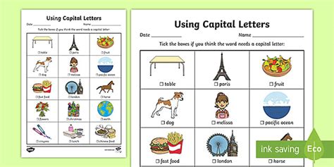 Using Capital Letters Worksheet - Primary Resources - Twinkl