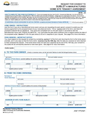 Fillable Online Request for Consent to Sublet a Manufactured Home Site ...