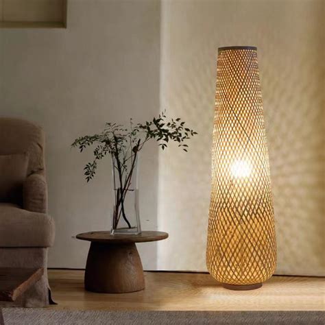 MIXL - Hand-Woven Bamboo Floor Lamp,Large Bohemian Weave Wicker ...