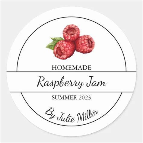 Simple Homemade Raspberry Jam Label | Zazzle