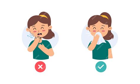 Premium Vector | Kids Character Catching Flu Kids Coughing and Sneezing in Right and Wrong Way ...