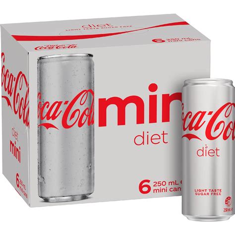 Coca - Cola Diet Soft Drink Mini Cans 250ml X 6 Pack | Woolworths