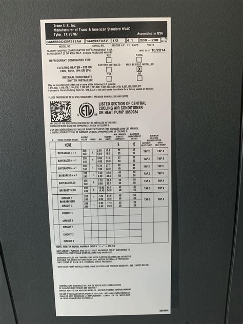How to determine Trane heater model number? : r/hvacadvice