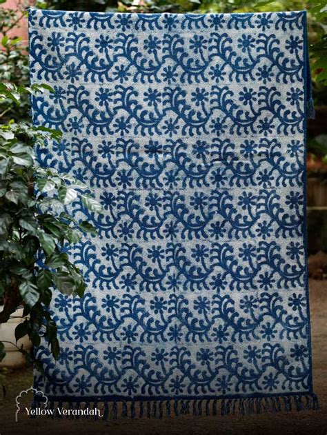 Cotton Block Printed Dhurrie – Yellow Verandah