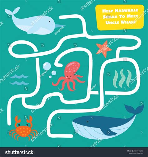 Fun Educational Help Narwhal Find Way Stock Vector (Royalty Free ...
