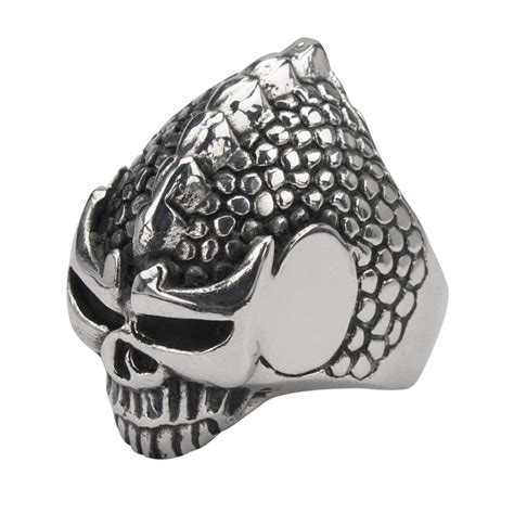 Buy Silver Tone Stainless Steel Alien Skull Ring Online - INOX Jewelry ...