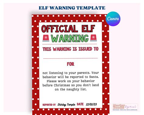 Editable Elf Warning Letter Naughty List Letter Elf Report - Etsy