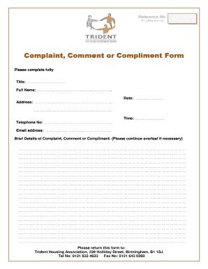 Fillable Online trident-ha org Complaint Comment or Compliment Form ...
