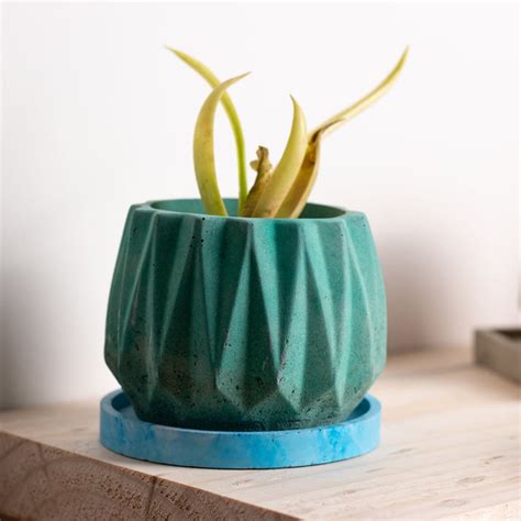 Onca Basil Green - Geometric Succulent Planter for Table top Decor, Wi ...