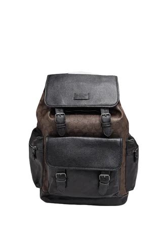 Coach Hutton Backpack In Blocked Signature Canvas Black Brown – LUXZILLA