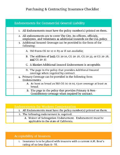 Commercial Insurance Checklist 的图像结果