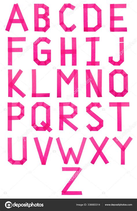 Alfabeto Rosado Inglés Completo Cinta Adhesiva Sobre Fondo Blanco ...