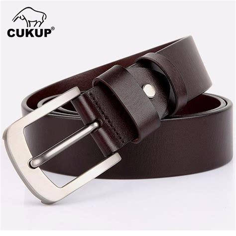 CUKUP Quality 100% Pure Solid Cowhide Leather Belts Simple Pin Buckle ...