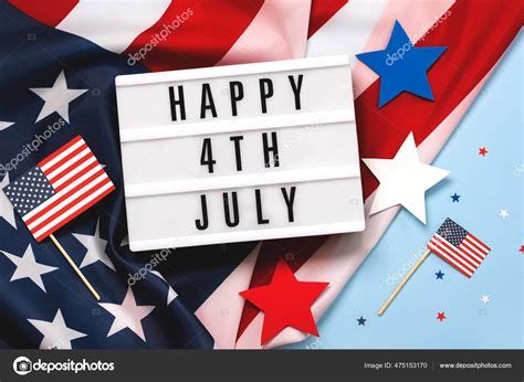 Happy Independence Day July 4Th Lightbox Text Happy July 4Th Stock ...