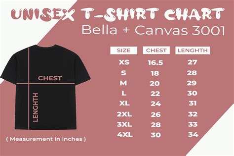 Bella Canvas 3001 Size Chart T-Shirt Graphic by evarpatrickhg65 ...
