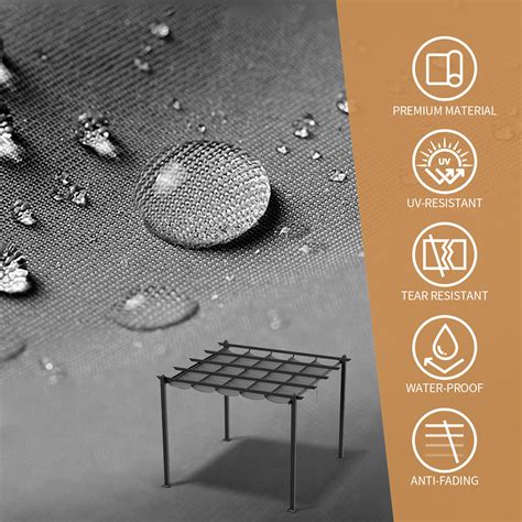 Ktaxon 10' x 10' Pergola Metal Dark Adjustable Shade Fabric Curved Top ...