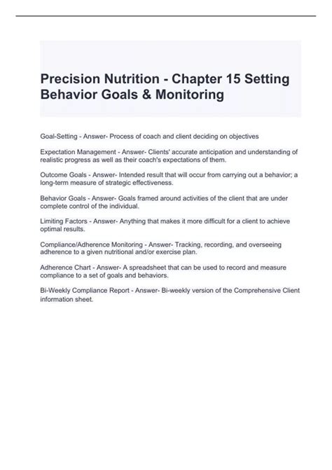 Precision Nutrition - Chapter 15 Setting Behavior Goals & Monitoring ...