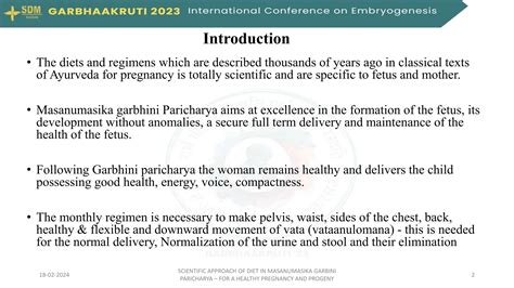 SCIENTIFIC APPROACH OF DIET IN MASANUMASIKA GARBINI PARICHARYA – FOR A HEALTHY PREGNANCY AND ...