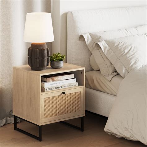 Nathan James Mina Rattan Wood End Side Accent Table Nightstand User Manual
