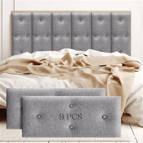 Amazon.com - Juexica 9 Pcs Peel and Stick Headboard Soundproof Queen ...