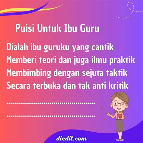 10 Puisi Untuk Ibu Guru yang Cantik dan Baik Hati | diedit.com
