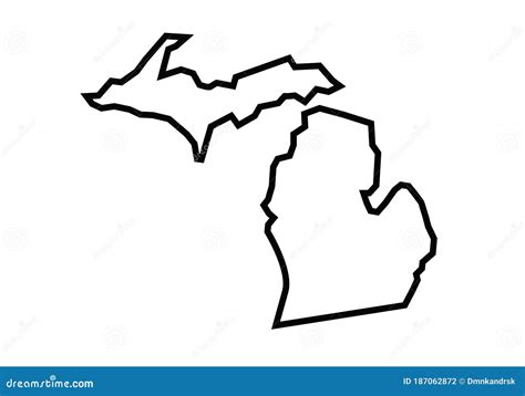 Michigan Outline Map State Shape Stock Vector - Illustration of icon, outline: 187062872