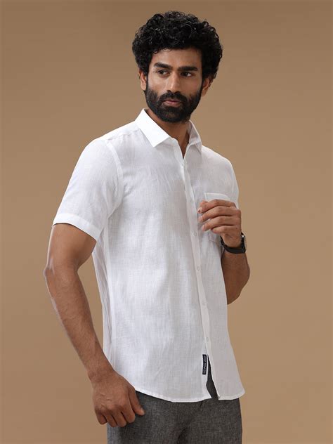 Men Pure Linen White Shirt 5605