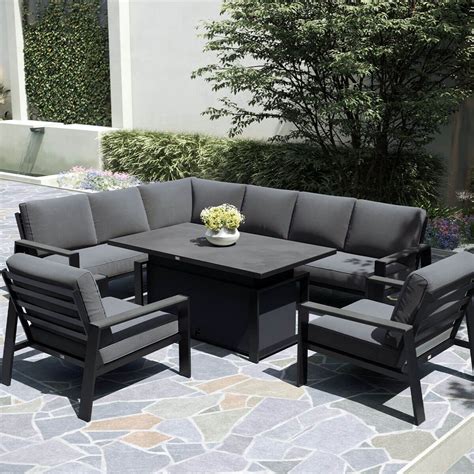 Supremo Livorno - 8 Seat Aluminium Corner Garden Sofa with Chaise ...