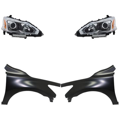 Headlight Assembly Kit for 2013-2015 Nissan Altima, Right (Passenger) and Left (Driver), Halogen ...