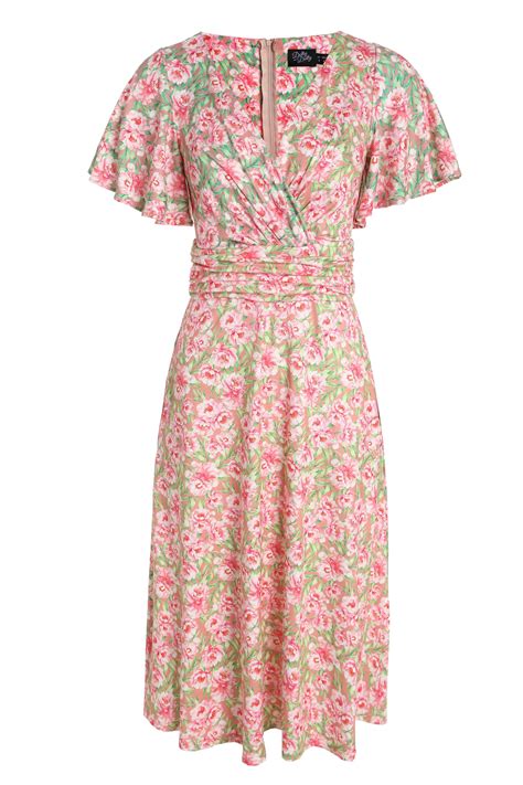Donna Pink Floral Casual Short Sleeved Dress