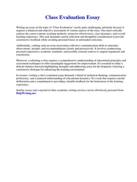 Class Evaluation Essay | PDF | Non Commissioned Officer | Essays