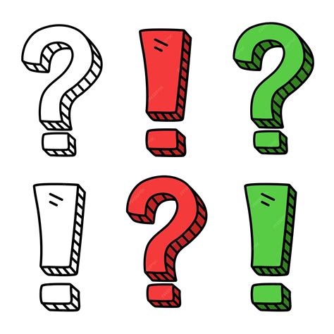 Signos de pregunta y exclamación en estilo de dibujos animados conjunto ...