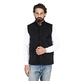 Buy JetFire Solid Black Men's Velvet Waistcoat | Nehru Jacket - Modi ...