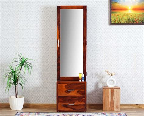 Woodefly Solid Wood Dressing Table with Storage and Mirror for Bedroom ...