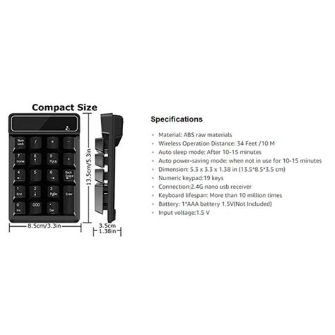 2.4G Wireless Mini Numeric Keyboard Suspended Mechanical Keyboard 19-k ...