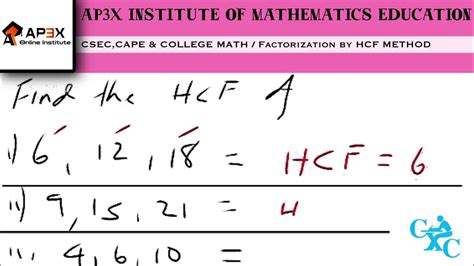 Image result for Factorizing Using HCF CSEC