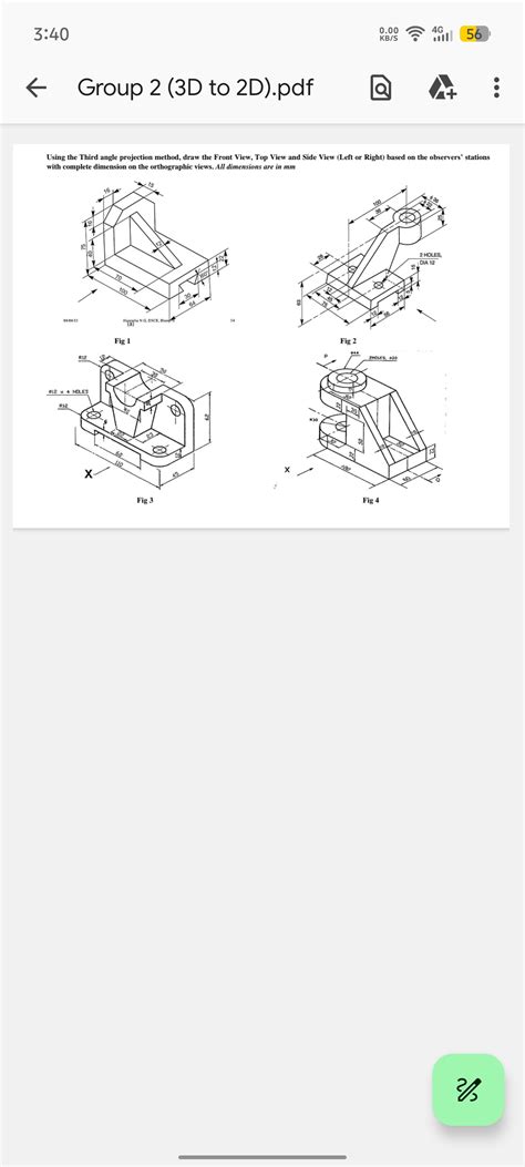 Orthographic Projection Drawing Using Third Angle Projection Method Usin..