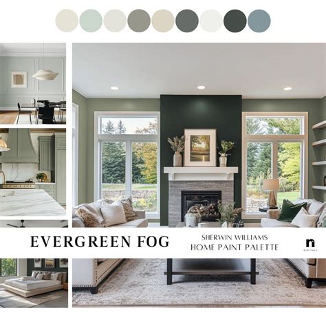 Evergreen fog sherwin williams paint palette whole house paint color palette home painting guide ...