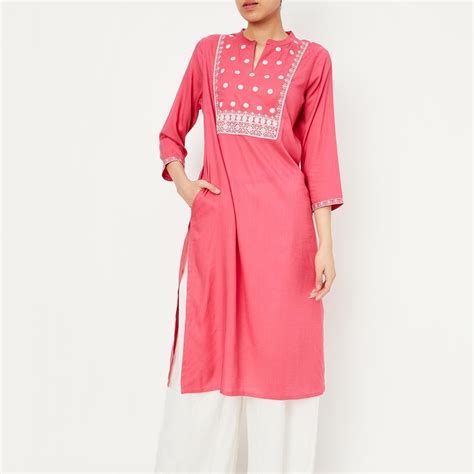 Buy Women Embroidered Band Collar Kurta Online at just Rs. 599.0 ...