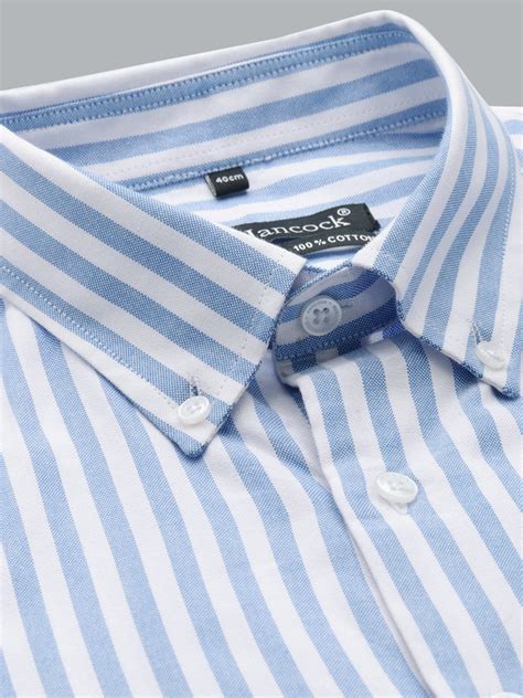 Men White & Blue Wrinkle Resistant Oxford Striped Pure Cotton Slim Fit