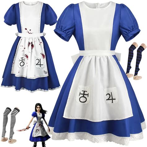 Alice Madness Returns Maid Apron Dress Womens Alice Cosplay Costume For ...