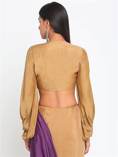 Silk Gold Gathered Sleeve Blouse – trueBrowns