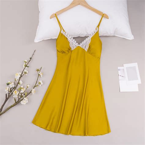 Jacenvly Nightdress for Women with Built in Bra Satin Ladies Fashion ...