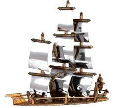 Brass Metal Sailboat Model Statue For Decoration