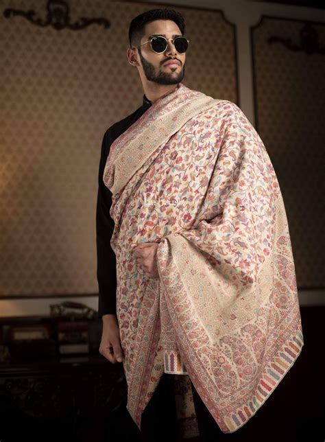 Pashtush Mens Ethnic Shawl, Mens Lohi , Full Size, Fine Wool, With Met ...