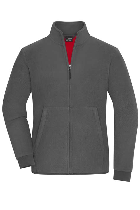 Ladies Ladies' Bonded Fleece Jacket Carbon/red-Daiber