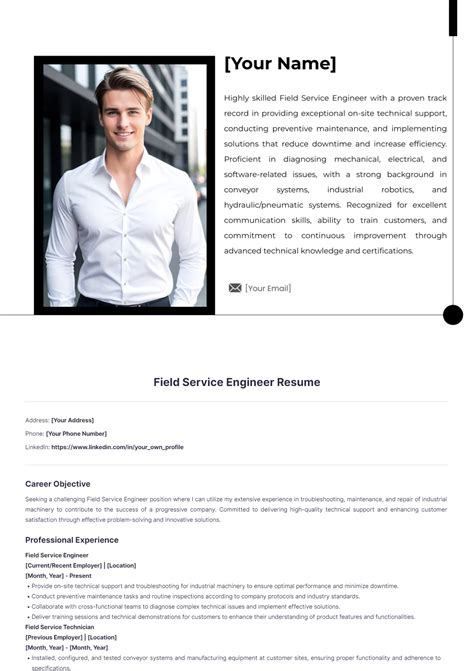 Free Field Service Engineer Resume Template to Edit Online